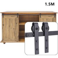 150cm Hardware Rail Kit for Sliding Door Rail Pulley Suspended Track System for Double Wardrobe Door Locker Door Wardrobe Door Shoe Cabinet Door