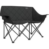 Opvouwbare 2-zits campingstoel met draagtas, geschikt voor buitengebruik, draagvermogen tot 250 kg, 145 x 60 x 92 cm, zwart