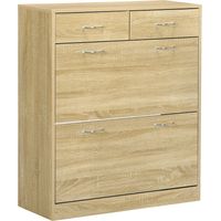 Mueble Zapatero Estrecho Armario de Zapatos con 2 Cajones Abatibles para 12 Pares de Zapatos 80x30x91,5 cm Roble