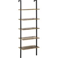 Libreria a Scala con 5 Ripiani in Stile Industriale e Metallo, 60x30x184.5cm, Marrone