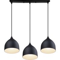 Pendant Light Fixture, 3 Lights Spiral Modern Hanging Lights with Lampshade, Industrial Dome Chandelier for Kitchen Island Black Rectangular Base
