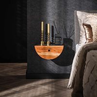 Bedside Table Ridge Acacia Wood Set of 2