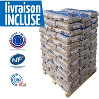 Woodstock – Granulés de bois premium 15 kg – Palette de 66 sacs – Bois certifié Dinplus et NF – Pouvoir calorifique 5 kWh.kg-1