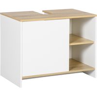 Mueble Bajo Lavabo Mueble de Lavabo Moderno Mueble de Baño con Compartimentos y Puerta 77x45x60 cm Blanco y Natural