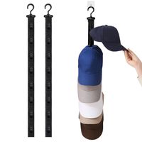 Porte Casquette, Support Casquette, Porte Casquette Mural Livré avec 8 Clips de Rangement, Rangement Casquette pour Ranger les Casquettes de Baseball, les Casquettes de Canard, 72,5 cm, 2 Pièces