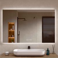 BELLOBATH – Badezimmerspiegel mit LED-Licht, verstellbares Licht in 3 Farben und Intensität, Anti-Nebel-Licht – indirektes Licht – 70 cm hoch x 120 cm breit