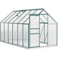 Serra da Giardino in Policarbonato 190x375x199cm, con Finestra Apribile e Porta Scorrevole, Struttura in Alluminio, Verde