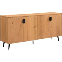 Buffet avec 4 portes placage chêne et acier - Naturel clair et Noir - SINOLO