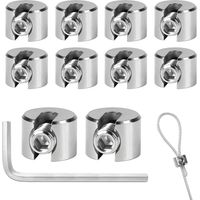 10PCS Stainless Steel Cable Clamps, 316 Stainless Steel Cable Clamps with Hexagonal Screws and Wrench, Rope Clamps for Wire Rope, Clothesline Tensioners, Cable Tensioners, 2mm M4