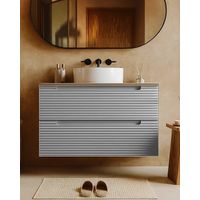 Exagonshop Mobile bagno clear grey 100x45 Mango top quercia e