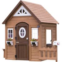 Backyard Discovery – Cabane de jardin pour enfant en bois de cèdre Aspen – Maisonnette avec cuisine et accessoires – Large fenêtres et double porte – +3 ans