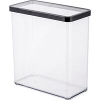 Rotho Loft - Tarro rectangular con tapa y junta, apto para alimentos, caja de almacenamiento, utensilios de cocina, organizador, plástico (SAN), sin BPA, transparente/negro (3,2 L rectangular)