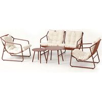 Salon de jardin 4 places terracotta et beige avec tables basses ATRANI