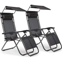 IntimaTe WM Heart Pieghevole Deck Sedia 2-Pezzo Set con Tazza Holder, Poggiatesta e Canopy, Leggero Grigio