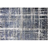 Tappeto design moderno soggiorno pelo corto grigio blu Double BLU001