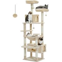 Pawz Road – Arbre à chat géant 184 cm – Poteau griffoir sisal naturel – Hamac spacieux et condos confortables – Pour chats actifs