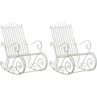 Lot de 2 Fauteuils à bascule d'extérieur Smilla en fer forgé Blanc