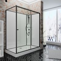 Cabine de douche intégrale 80 x 120 x 204 cm avec porte coulissante, verre 5 mm, cabine de douche complète Tahiti, Schulte, paroi latérale à gauche, ouverture vers la droite