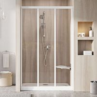 Ravak Supernova - Puerta de ducha de tres partes ASDP3-110, 107-111 cm, blanco/cristal transparente 00VD01R2Z1