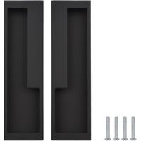 2 Pack 7.87 Inch Aluminum Alloy Recessed Sliding Door Handles Modern Simple Pull Handles for Barn Drawer Closet Wardrobe Cupboard Door Handles Matte Black