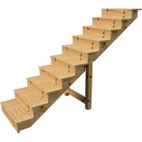 Escalier extérieur en bois 10 marches H 173cm L 80cm – Contremarche incluse – Bois autoclave classe 4 pour durabilité - L-80cm