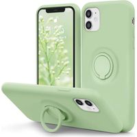 Étui pour iPhone 11 avec anneau de support Doublure en microfibre ultra douce Étui en silicone liquide anti-rayures et absorbant les chocs pour iPhone 11