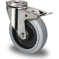 CASCOO Rückenlochlenkrolle mit Totalfeststeller ø 200 mm Serie R4E2 Kugellager Edelstahl