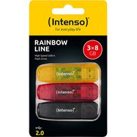 Clé USB INTENSO Rainbow Line 3502463 USB 2.0 8 Go Pack de 3