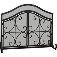 Grille de protection pour cheminée panneau unique en maille d'acier 105 x 40 x 80,5 cm noir-Noir