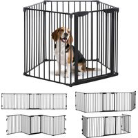 Barrera de Seguridad para Mascotas de 5 Paneles Plegable 300 cm con Cierre Inteligente para Escalera Pasillo Negro