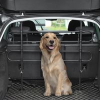 Barrière de sécurité pour chiens en voiture, grille de protection universelle en acier pour coffre, bagages, voiture, largeur et hauteur réglables 87-135 x 60-105 cm, noire