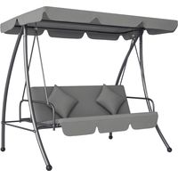 Outsunny – Balancelle de jardin convertible 3 places – Toit inclinable en polyester haute densité – Matelas ergonomique – Charge maximale 340 kg – Dimensions 2 x 1,25 x 1,7 m