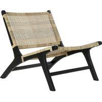 Fauteuil design contemporain en teck et rotin noir - Noir naturel teck