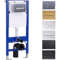 HOROW Soporte para inodoro de pared, 114 cm de altura, Con tanque y Cromo panel de descarga, Botón redondo- Panel de descarga en diferentes colores