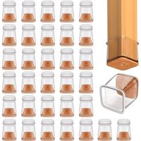 Pack of 32 Square Chair Leg Protectors Silicone Non-Slip Pads for Hard Wood Floors and Tiles to Protect Floor and Reduce Scratches (Side: 19-26 mm)