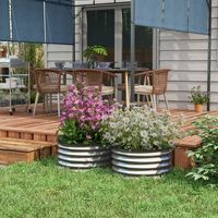 Lot de 2 bacs potagers surélevés en métal Ø60xH30 cm, fond ouvert, modulables, argent