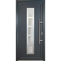 Portes d'entrée classique modèle 51, intérieur: blanc, extérieur: titan largeur: 88cm, hauteur: 200cm, sens d'ouverture: tirant droit