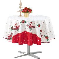 Nappe de Noël motifs Père Noël ou Cloche - Anti tâches - Ronde ou Rectangle - 160cm - Père Noël