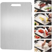 Planche à Découper en Titane,Yamato Titanium,Planche a Decouper Inox pour La Cuisine,Pour la viande,Fromage,le pain,les légumes,les fruits (39 x 28 cm)