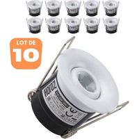 Lot de 10 minis spots LED orientables 1W blanc naturel – Éclairage d'accentuation 20° – Pour faux plafond 50mm – 70 lumens – 220-240V – Horoz Electric