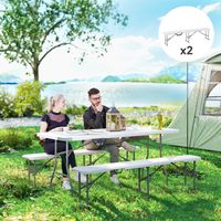 Banc de camping. banc d'extérieur en plastique. capacité de charge 240 kg. blanc