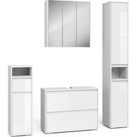 Set di mobili da bagno Majest, Bianco/bianco lucido, 4 parti, Vicco