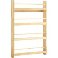 SoBuy Wandregal für Kinder Bücherregal mit 4 Ebenen, sicheres Aufbewahren für Kinderzimmer und Spielzimmer Naturholz, L60xP12xH80cm