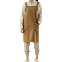 SR Grembiule da giardinaggio Grembiule in twill di cotone e lino giapponese per donne con tasche, abito scamiciato alla moda per giardinaggio, pittura, pulizia, cucina - Giallo
