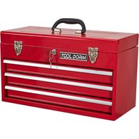 20.3inch Metal Tool Box with Drawers Portable Steel Metal Tool Box with Protective Liner and Metal Latch Closure and Lock for Garage, Home and Warehouse (Red-3 Drawers)