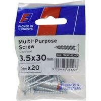 ForgeFix Multi-Purpose Pozi Screw CSK ST ZP 3.5 x 30mm ForgePack 20 FORFPMS3530Z