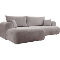 Selsey Ovo Cord – Ecksofa Schlaffunktion, Bettkasten, Cordstoff, links, Hellgrau
