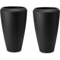 Set 2 Vasi Alti Cilindrici in HDPE NERO Effetto Grafite H 86 Coppia Fioriere Moderne da Interno ed Esterno Resistenti con Foro di Scolo e Tappino COLONNE D'ARREDO