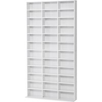 Meuble Tour Rangement Disques Meuble Colonne Haute Capacité 36 Cases amovibles Blanc Laqué