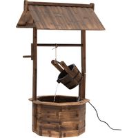Fontaine bois jardin extérieur – Jet eau, bassin ornements – 68 x 57 x 118 cm – Marron